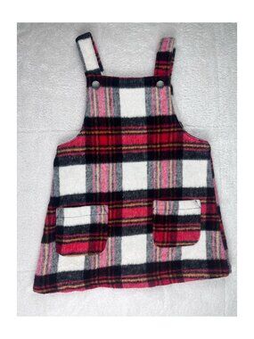 Little Me Red, White & Black Plaid Jumper Dress Toddler Girls 2T
